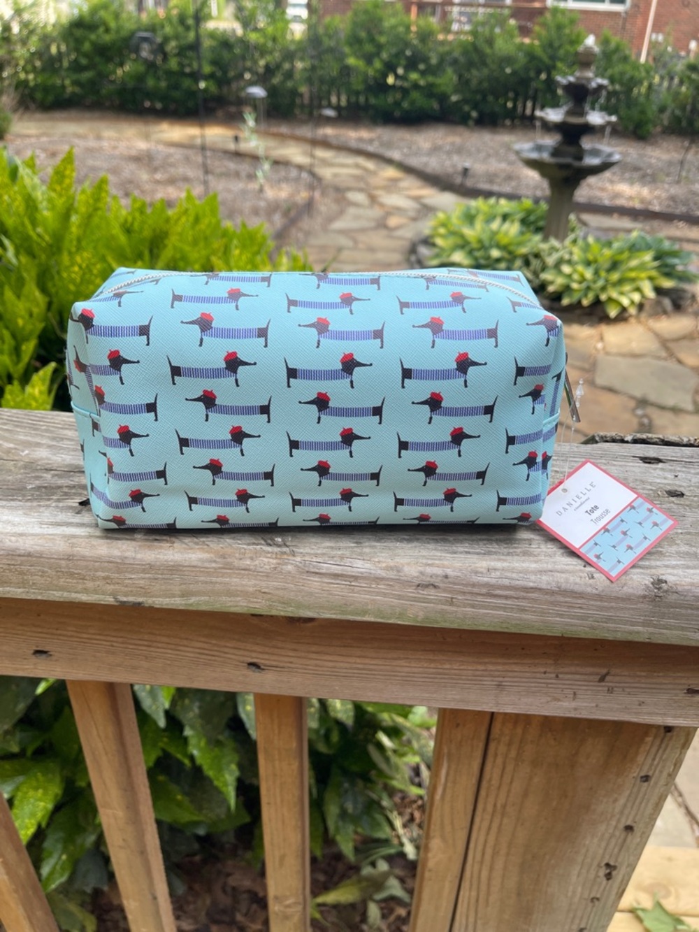 French Beret Dachshund Cosmetic Tote by Danielle Creations